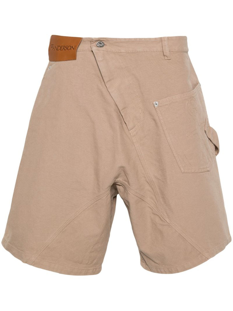 Brown Asymmetric Organic Cotton Shorts