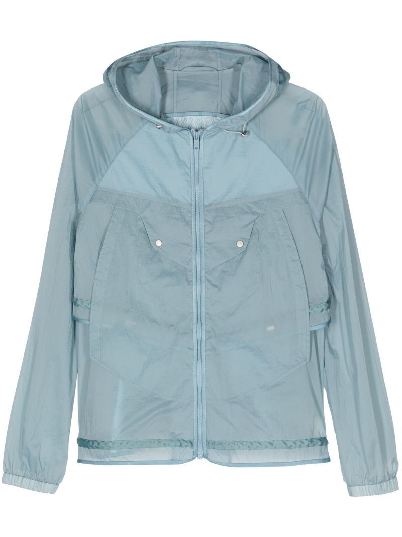 Light Blue Sheer-panelled Hooded Jacket