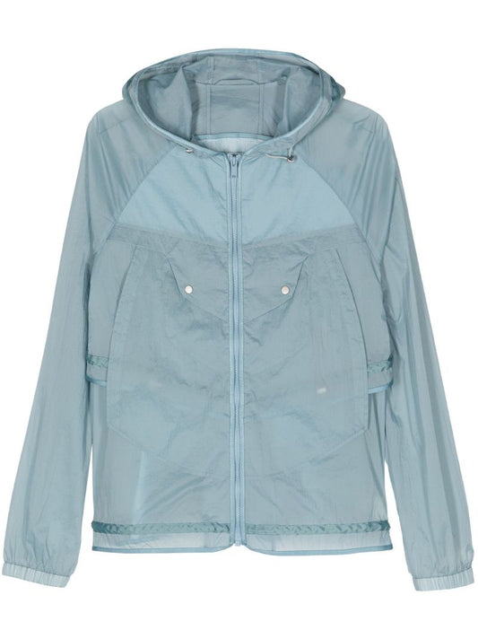 Light Blue Sheer-panelled Hooded Jacket