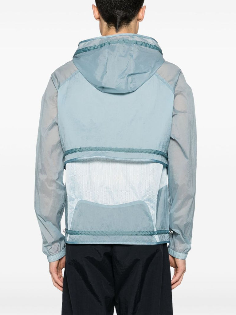 Light Blue Sheer-panelled Hooded Jacket