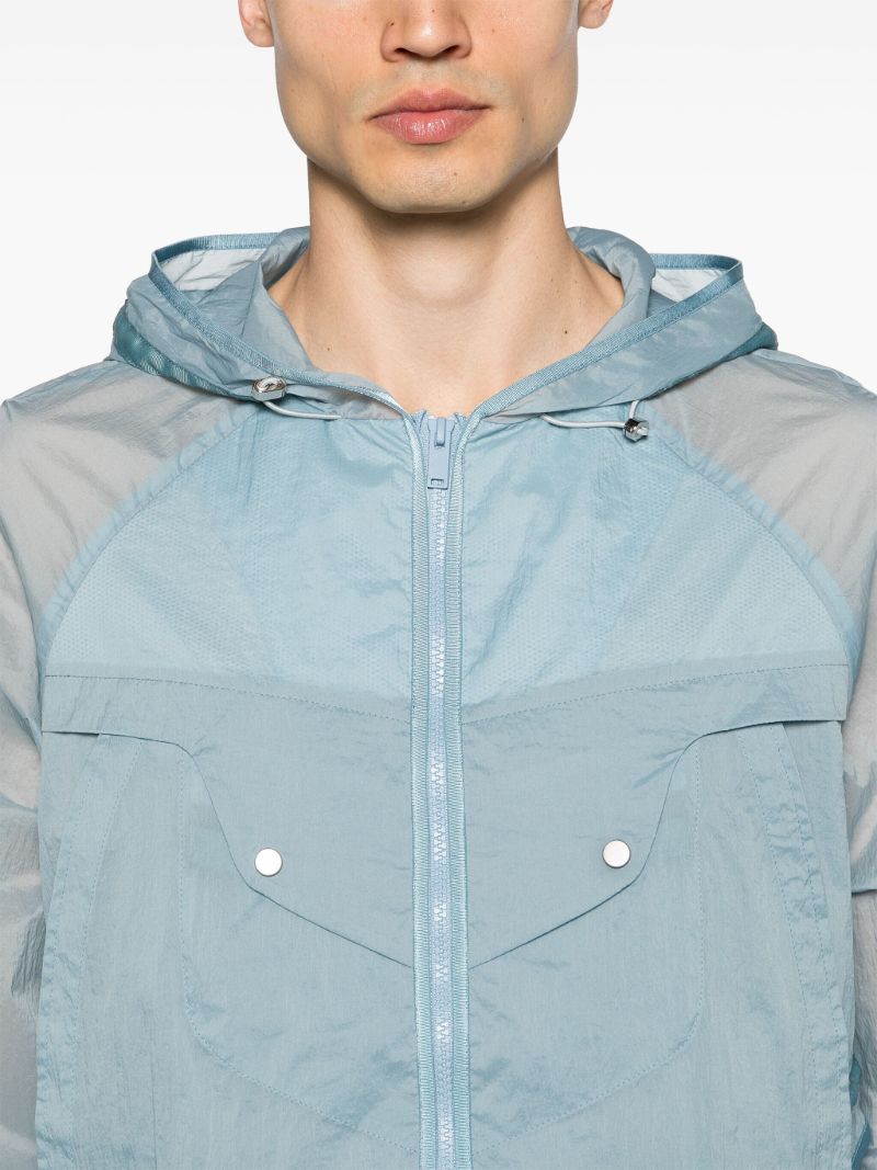 Light Blue Sheer-panelled Hooded Jacket