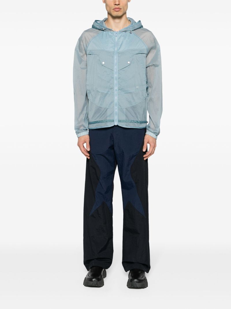 Light Blue Sheer-panelled Hooded Jacket