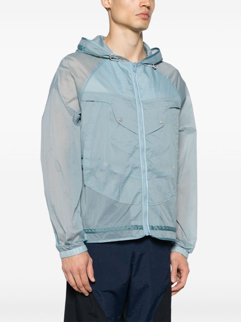 Light Blue Sheer-panelled Hooded Jacket