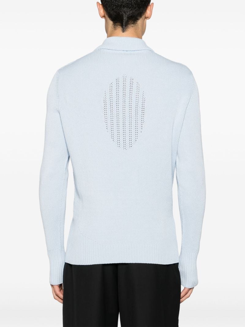 Light Blue Zipped Neck Fine-knitted Jumper