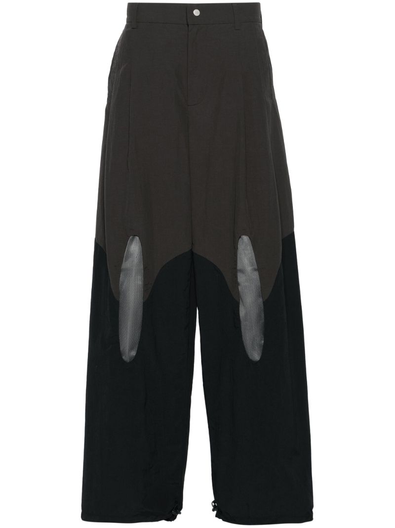 Black and Green Patchwork Design Loose-fit Trousers