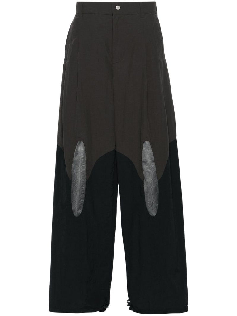 Black and Green Patchwork Design Loose-fit Trousers