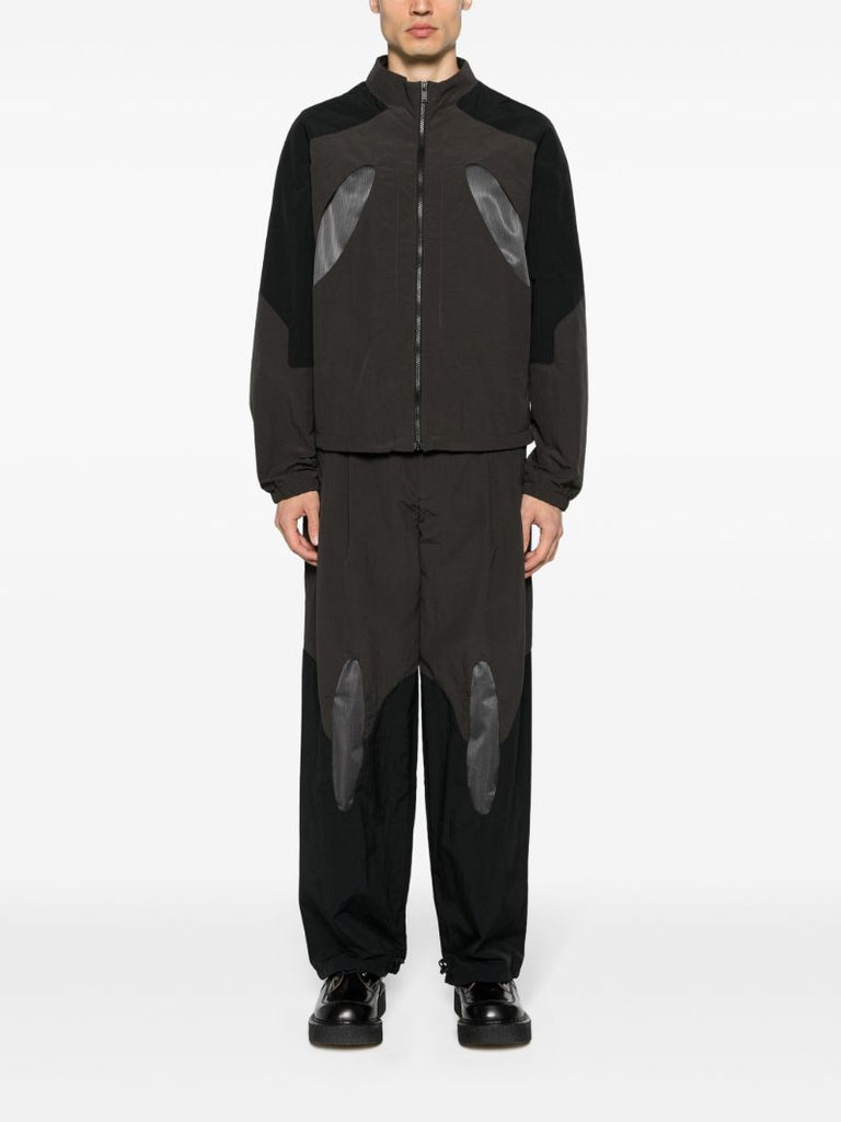 Black and Green Patchwork Design Loose-fit Trousers