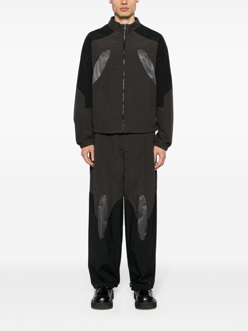 Black and Green Patchwork Design Loose-fit Trousers
