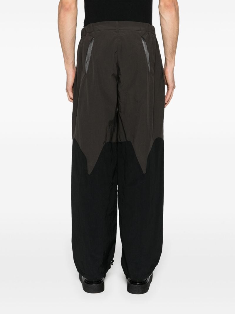 Black and Green Patchwork Design Loose-fit Trousers