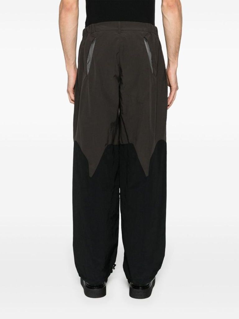 Black and Green Patchwork Design Loose-fit Trousers