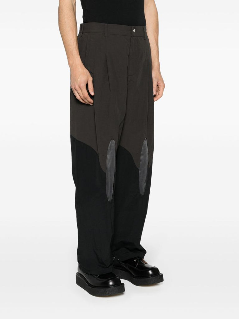 Black and Green Patchwork Design Loose-fit Trousers