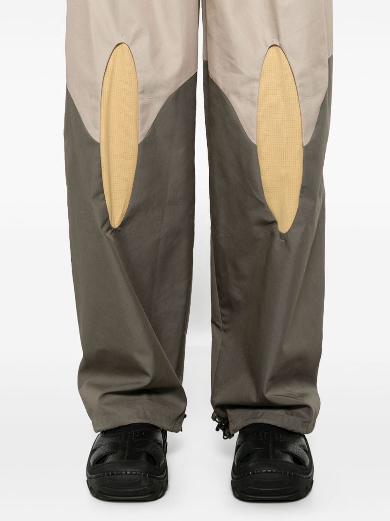 Beige and Grey Panelled Loose-fit Trousers