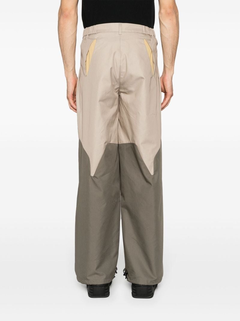 Beige and Grey Panelled Loose-fit Trousers