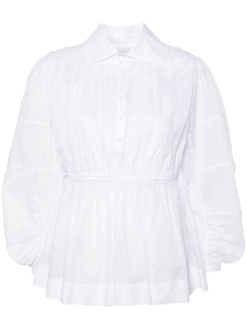 White Long-sleeve Cotton Blouse