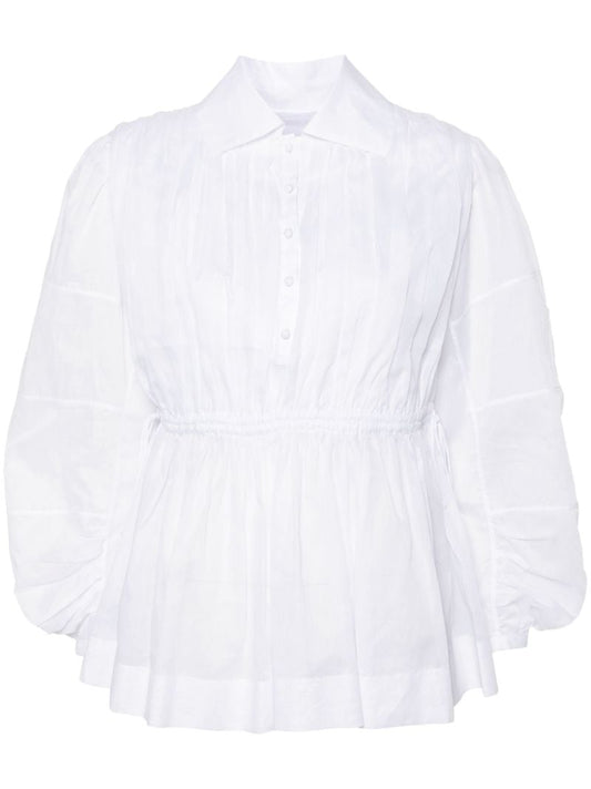 White Long-sleeve Cotton Blouse