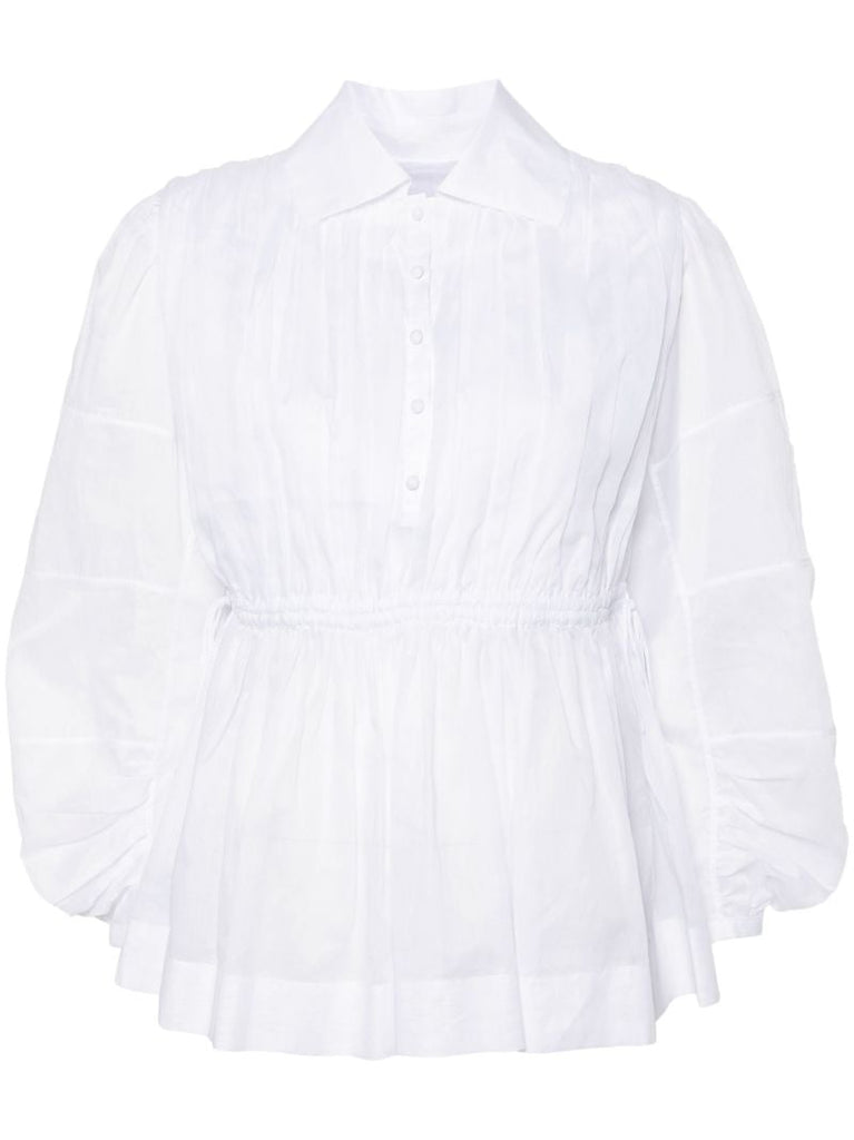 White Long-sleeve Cotton Blouse