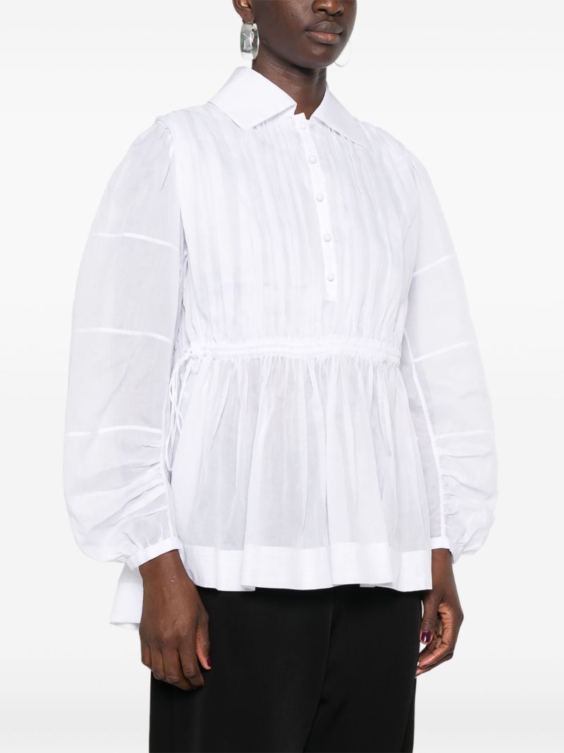 White Long-sleeve Cotton Blouse