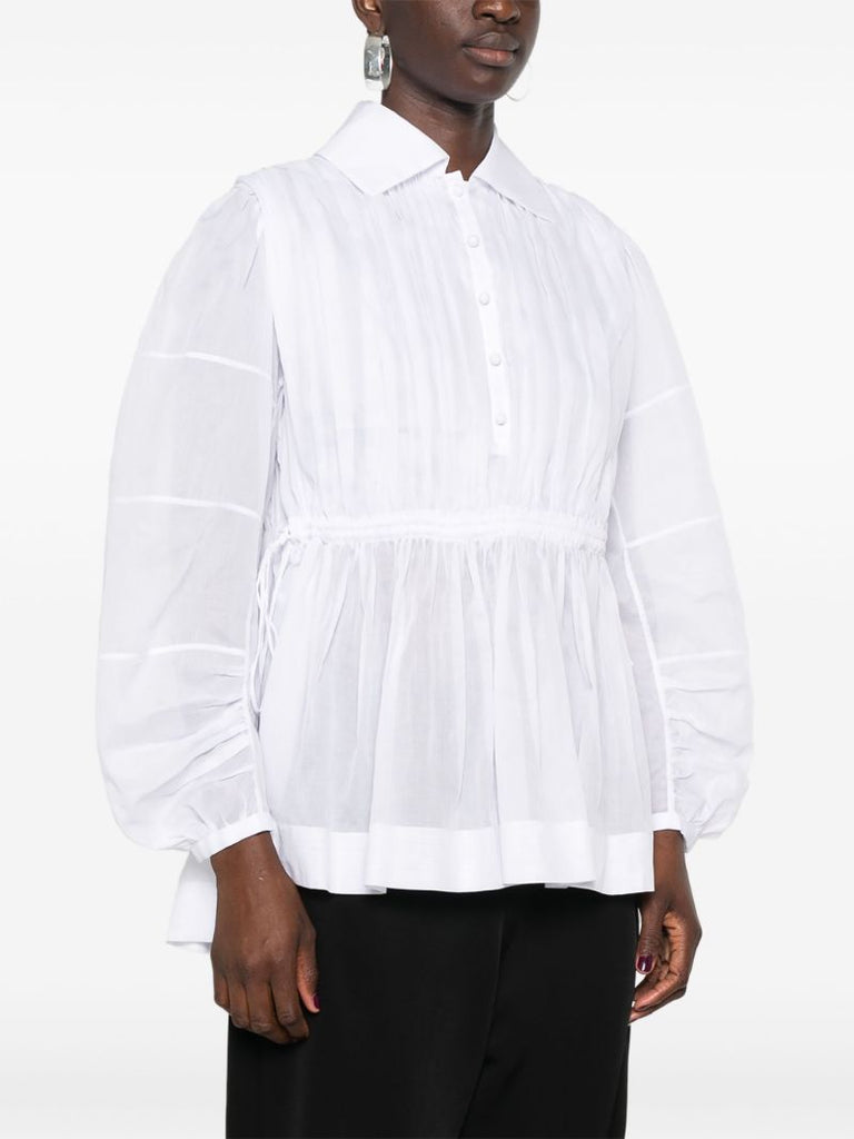 White Long-sleeve Cotton Blouse