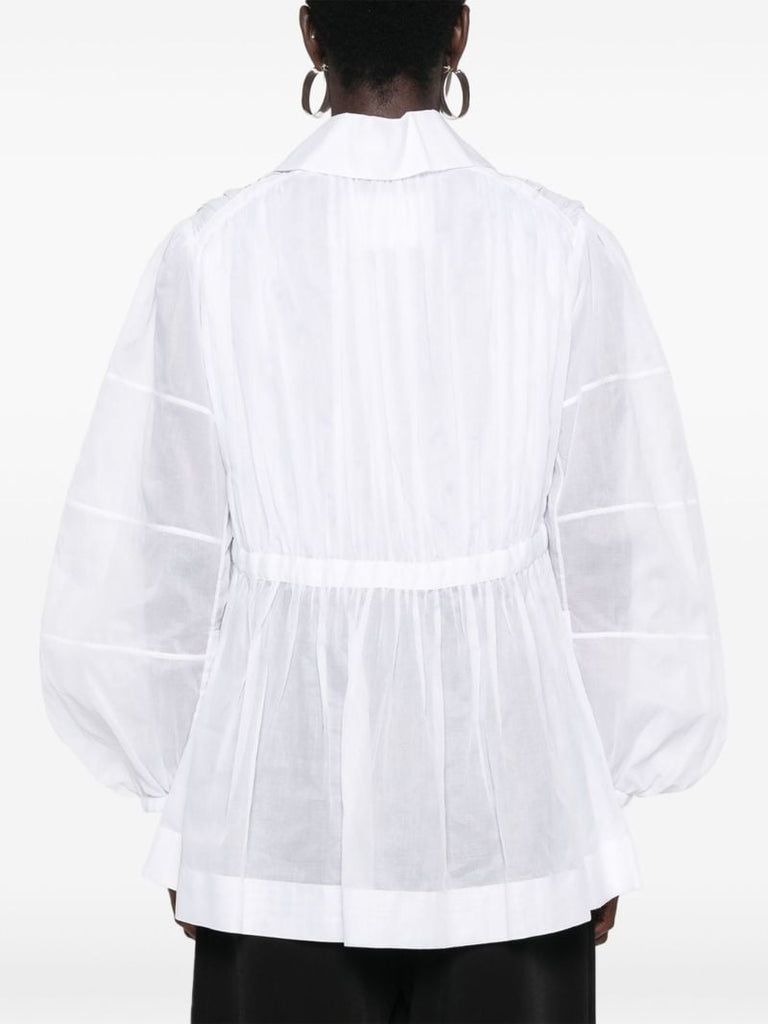 White Long-sleeve Cotton Blouse