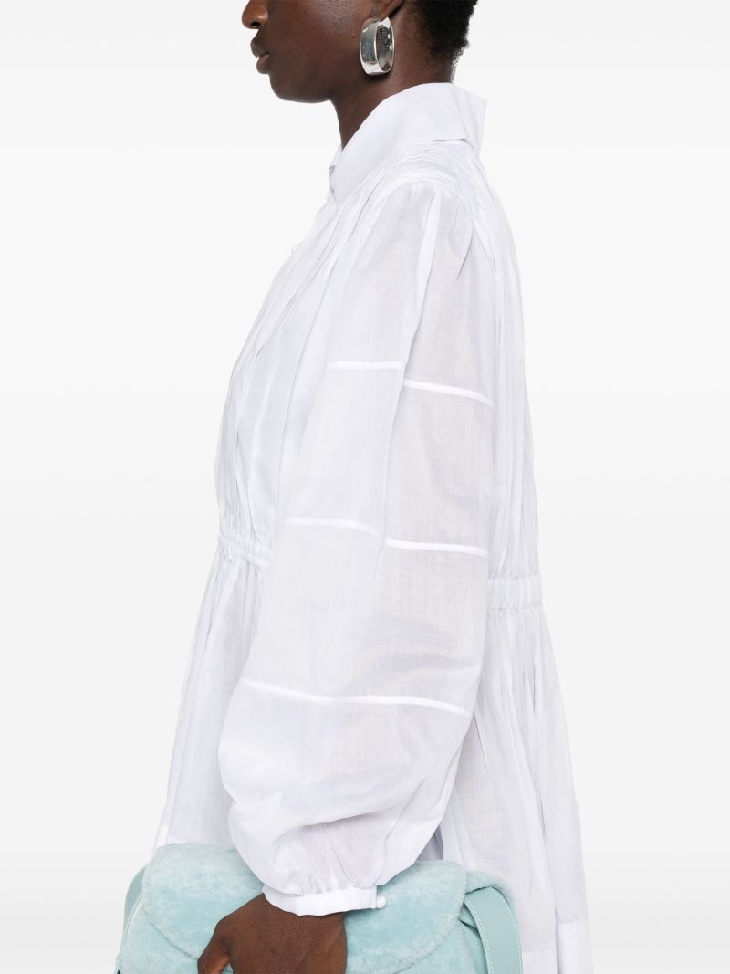 White Long-sleeve Cotton Blouse