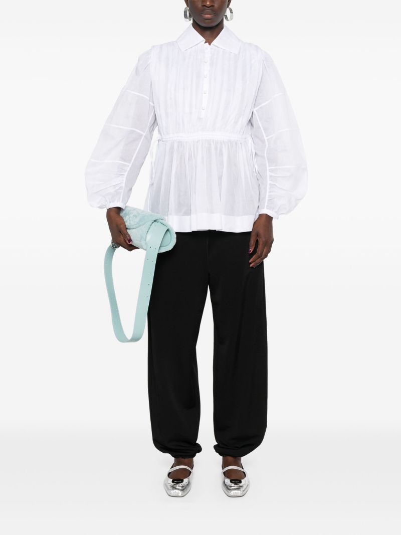 White Long-sleeve Cotton Blouse