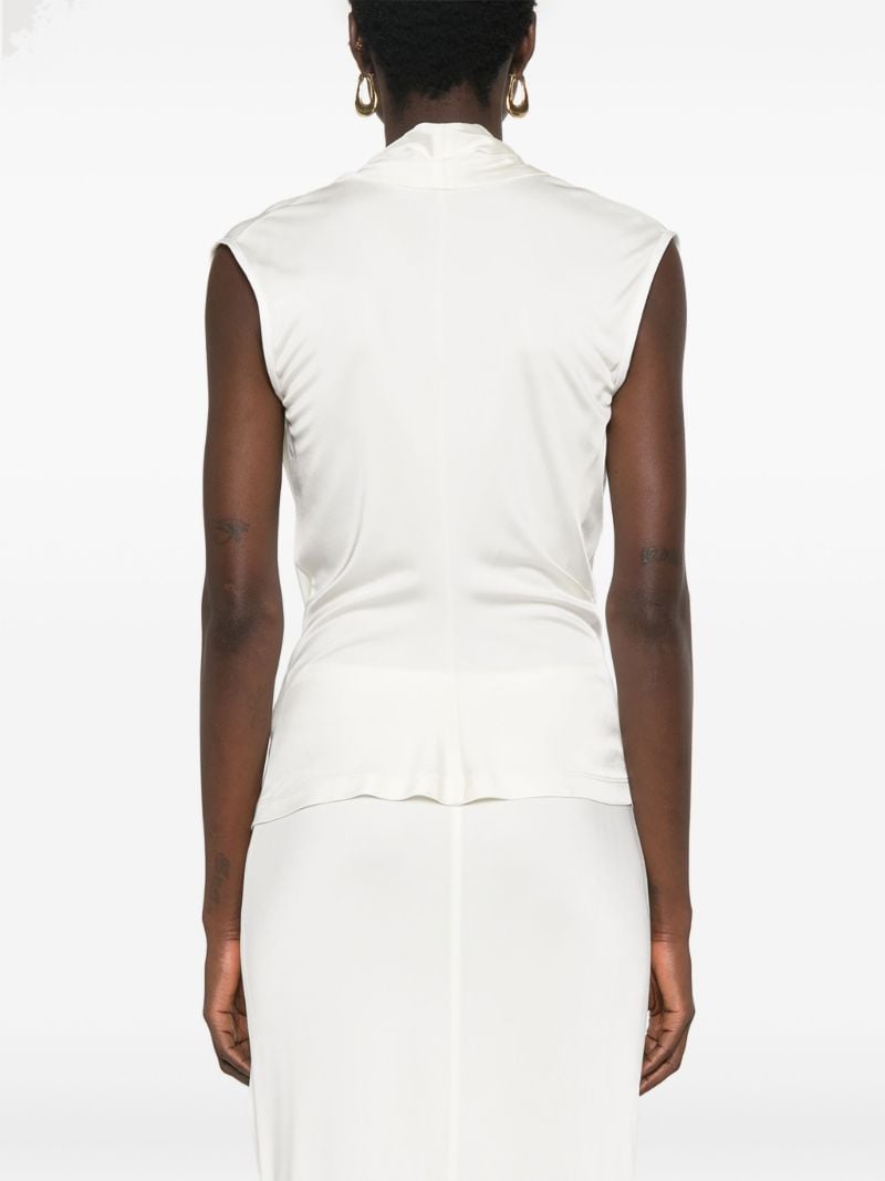 Neutral Draped Sleeveless Blouse