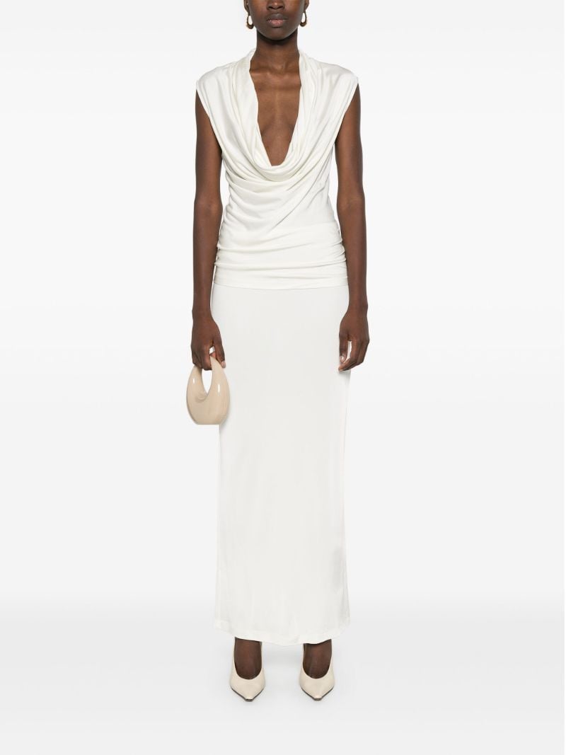 Neutral Draped Sleeveless Blouse