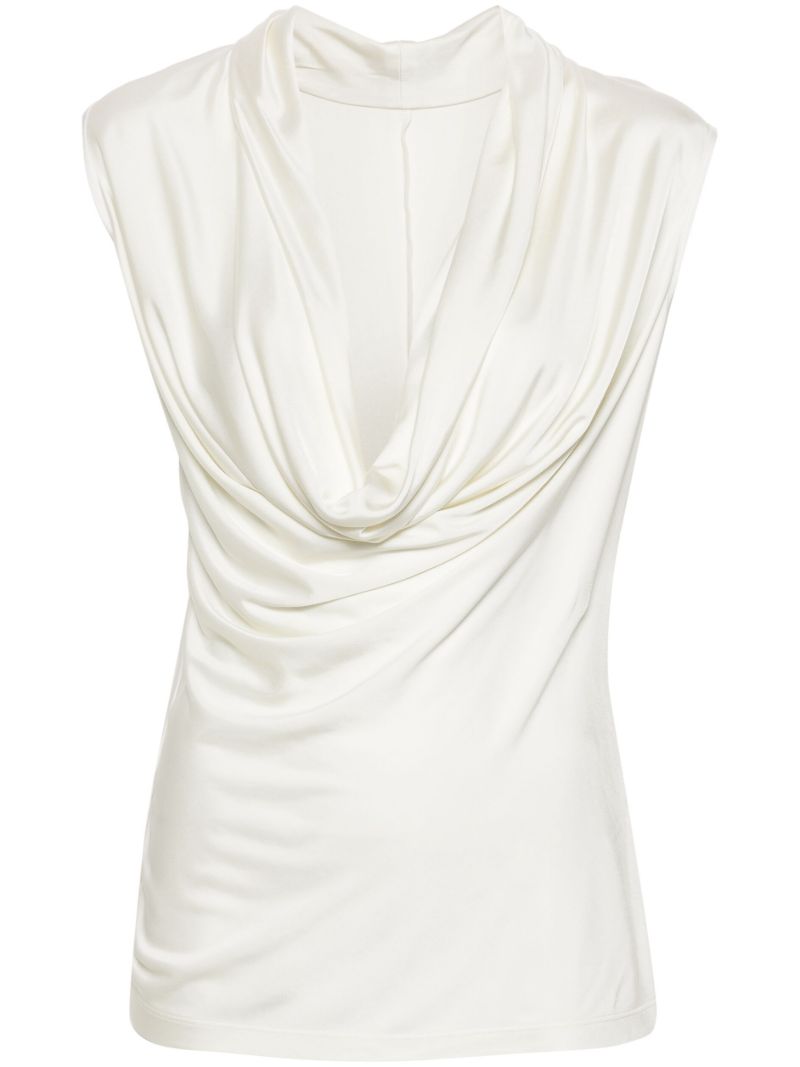 Neutral Draped Sleeveless Blouse