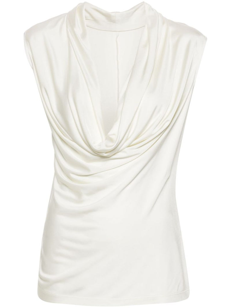 Neutral Draped Sleeveless Blouse