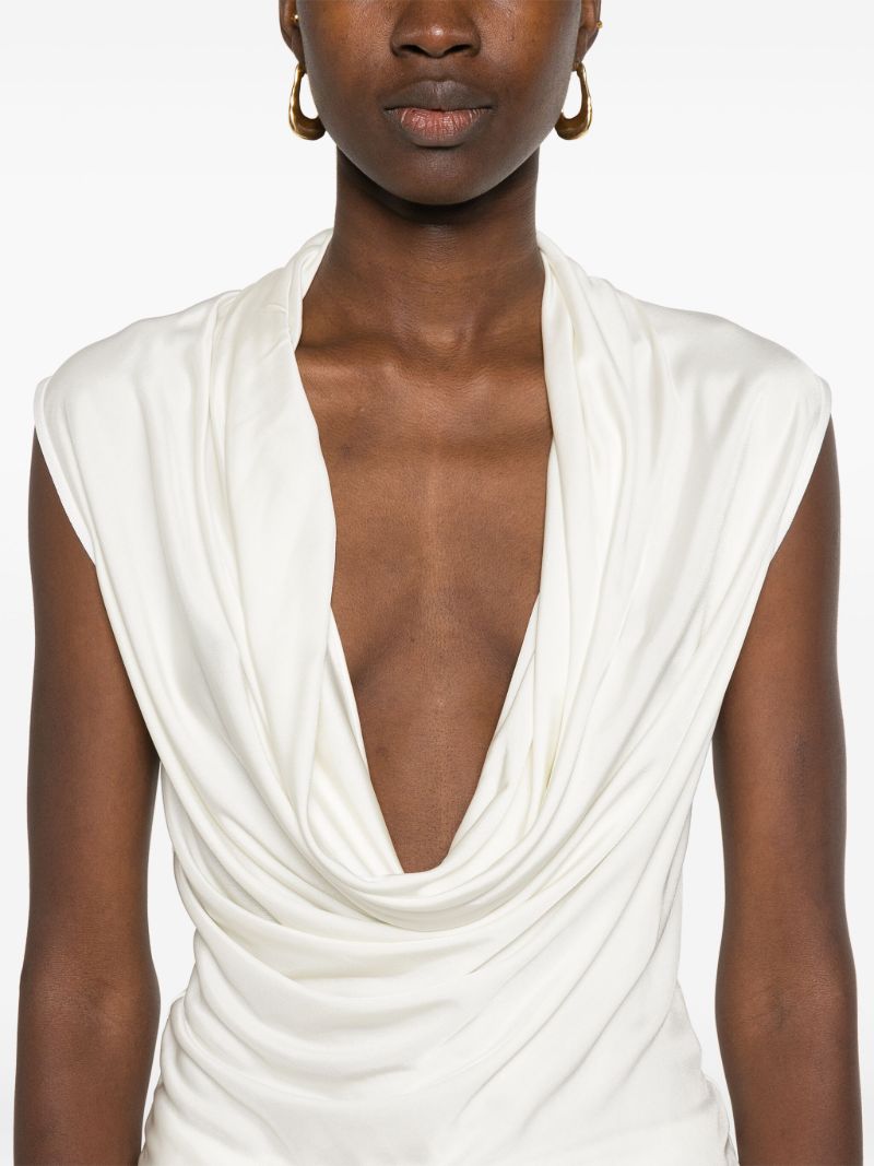 Neutral Draped Sleeveless Blouse