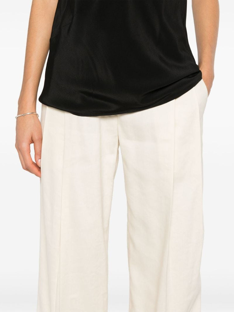 Neutral High-waist Wide-leg Trousers