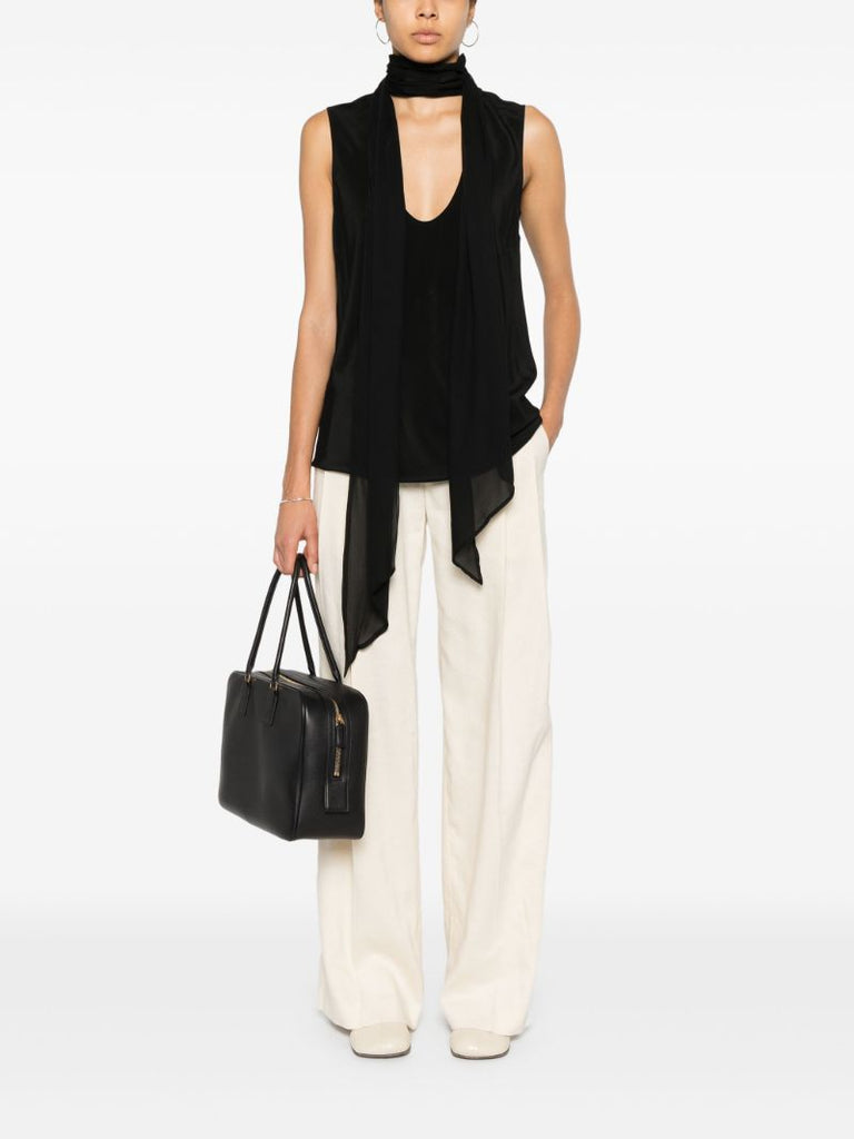 Neutral High-waist Wide-leg Trousers