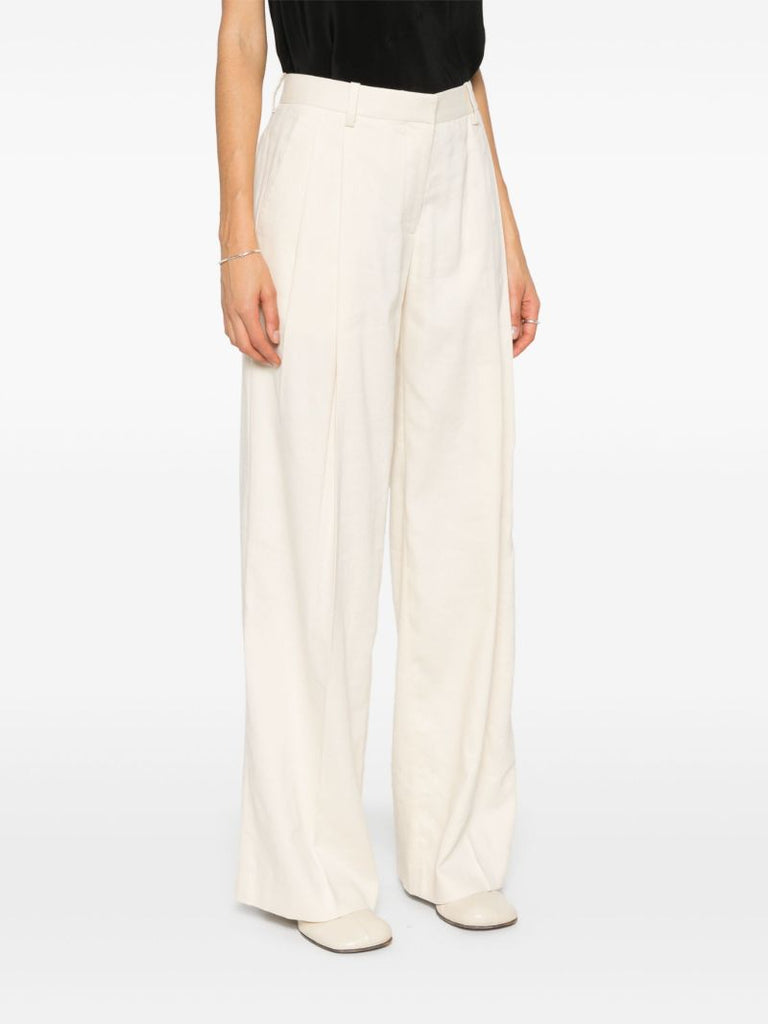 Neutral High-waist Wide-leg Trousers
