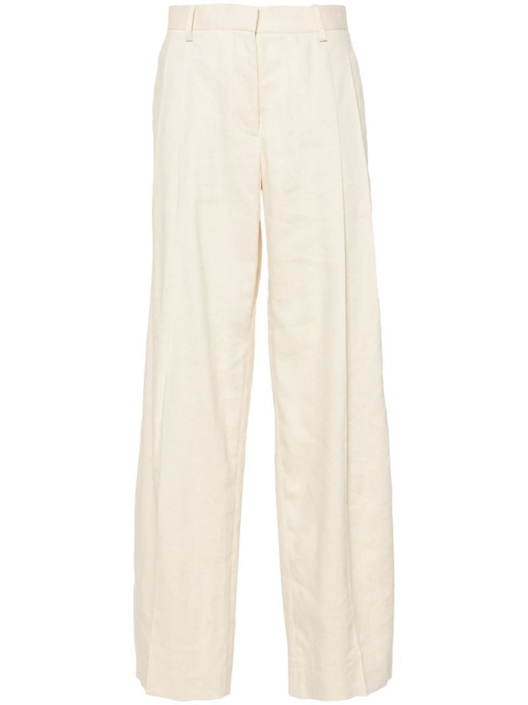 Neutral High-waist Wide-leg Trousers