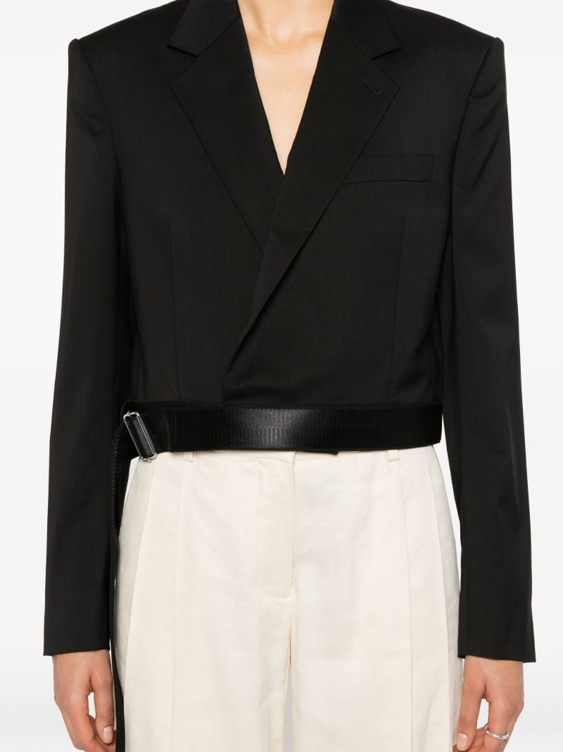 Black Cropped Virgin Wool Blazer