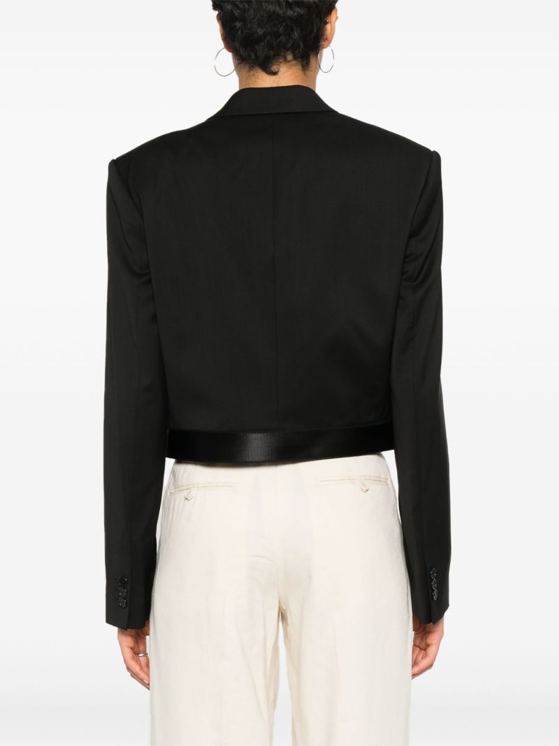 Black Cropped Virgin Wool Blazer
