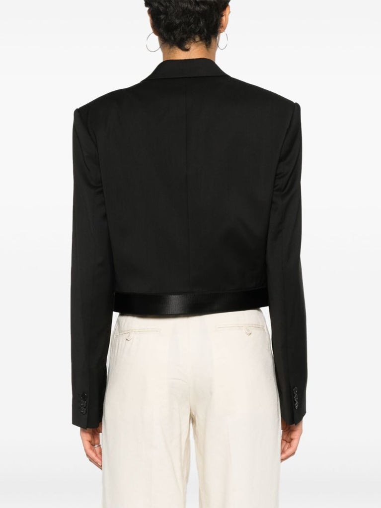 Black Cropped Virgin Wool Blazer