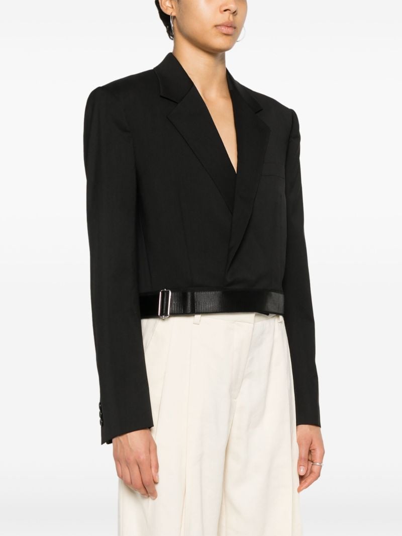 Black Cropped Virgin Wool Blazer