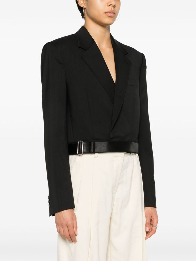 Black Cropped Virgin Wool Blazer