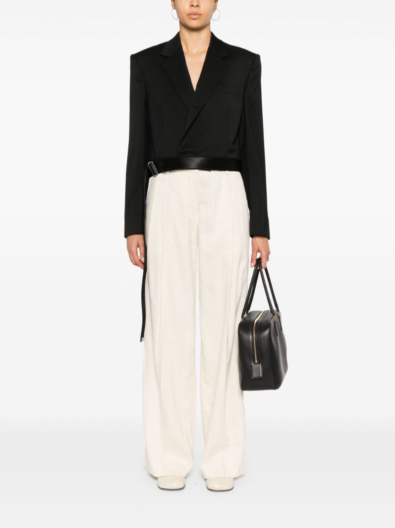 Black Cropped Virgin Wool Blazer