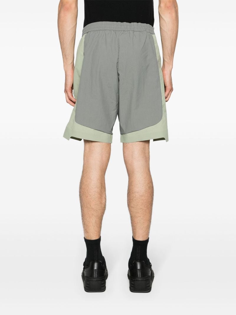 Green and Grey Panelled Bermuda Shorts