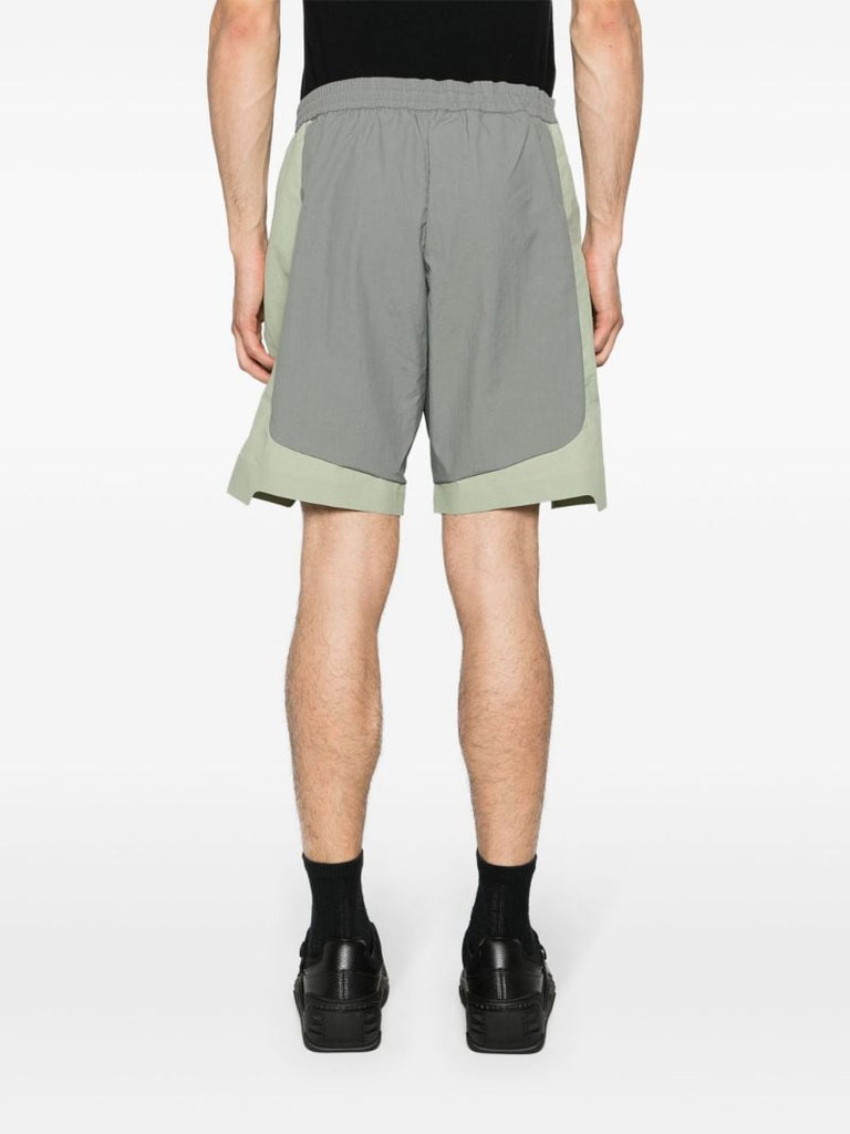 Green and Grey Panelled Bermuda Shorts