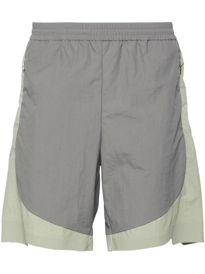 Green and Grey Panelled Bermuda Shorts
