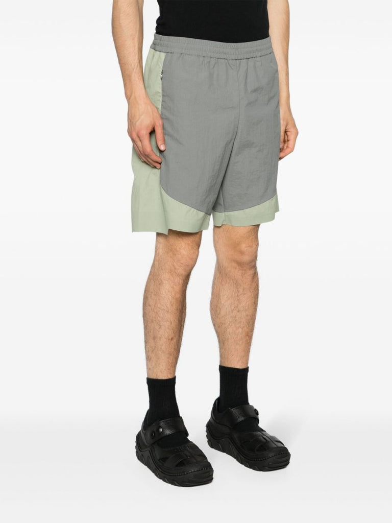 Green and Grey Panelled Bermuda Shorts