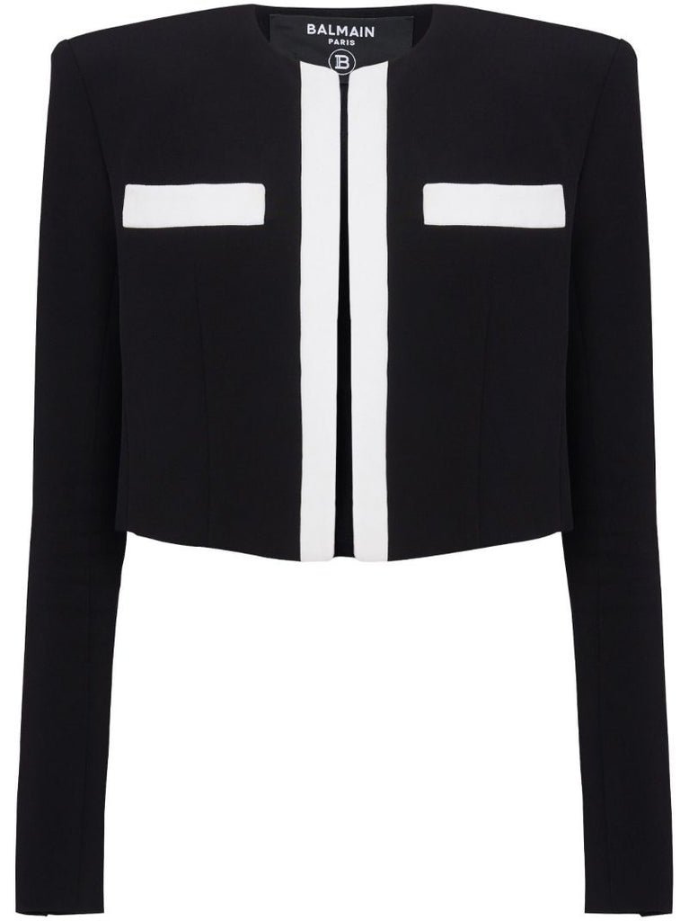 Black Spencer Crepe Cropped Jacket