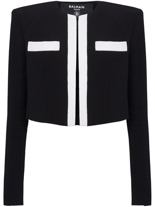 Black Spencer Crepe Cropped Jacket