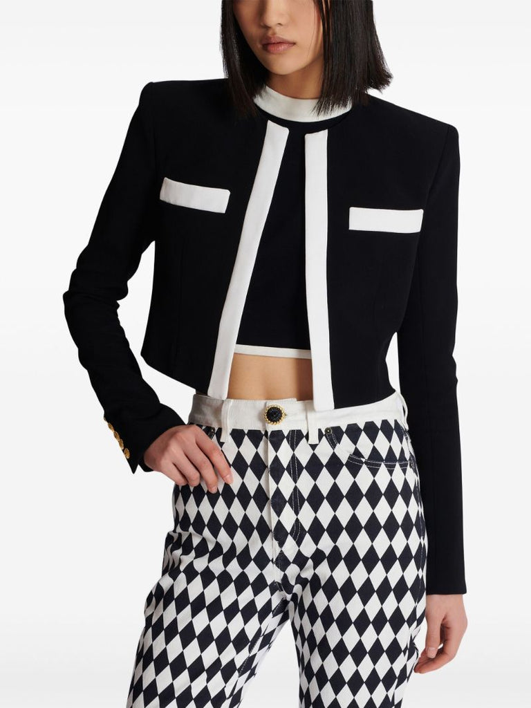 Black Spencer Crepe Cropped Jacket