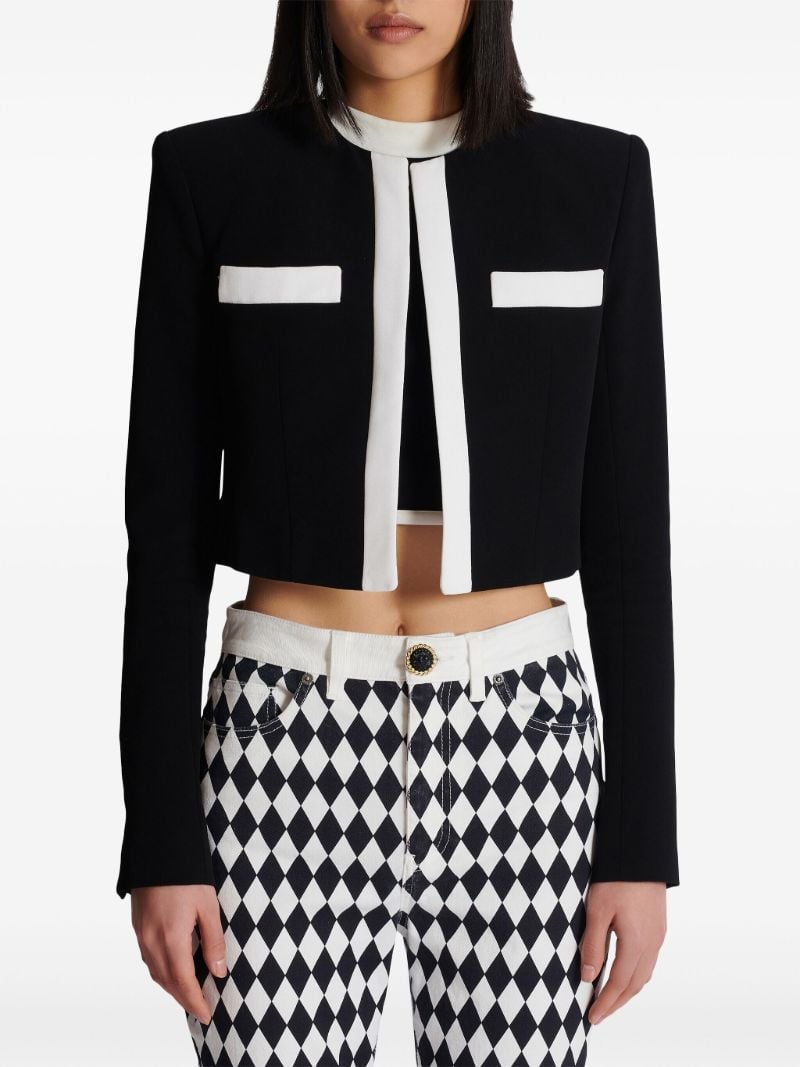 Black Spencer Crepe Cropped Jacket