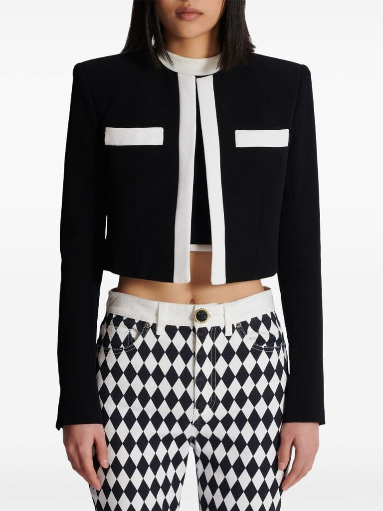Black Spencer Crepe Cropped Jacket