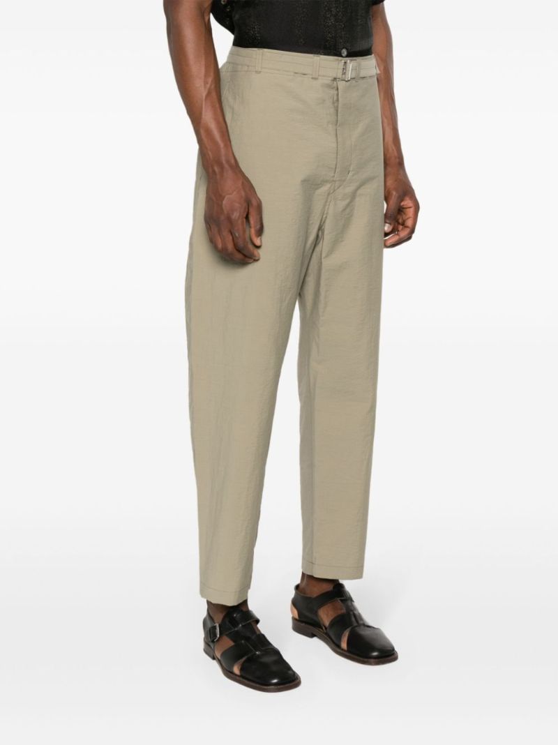 Neutral Belted Tapered-leg Trousers